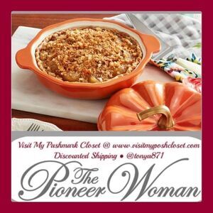 🦋 New Pioneer Woman 10-Inch Ceramic Pumpkin Pie Plate with Lid, Orange
